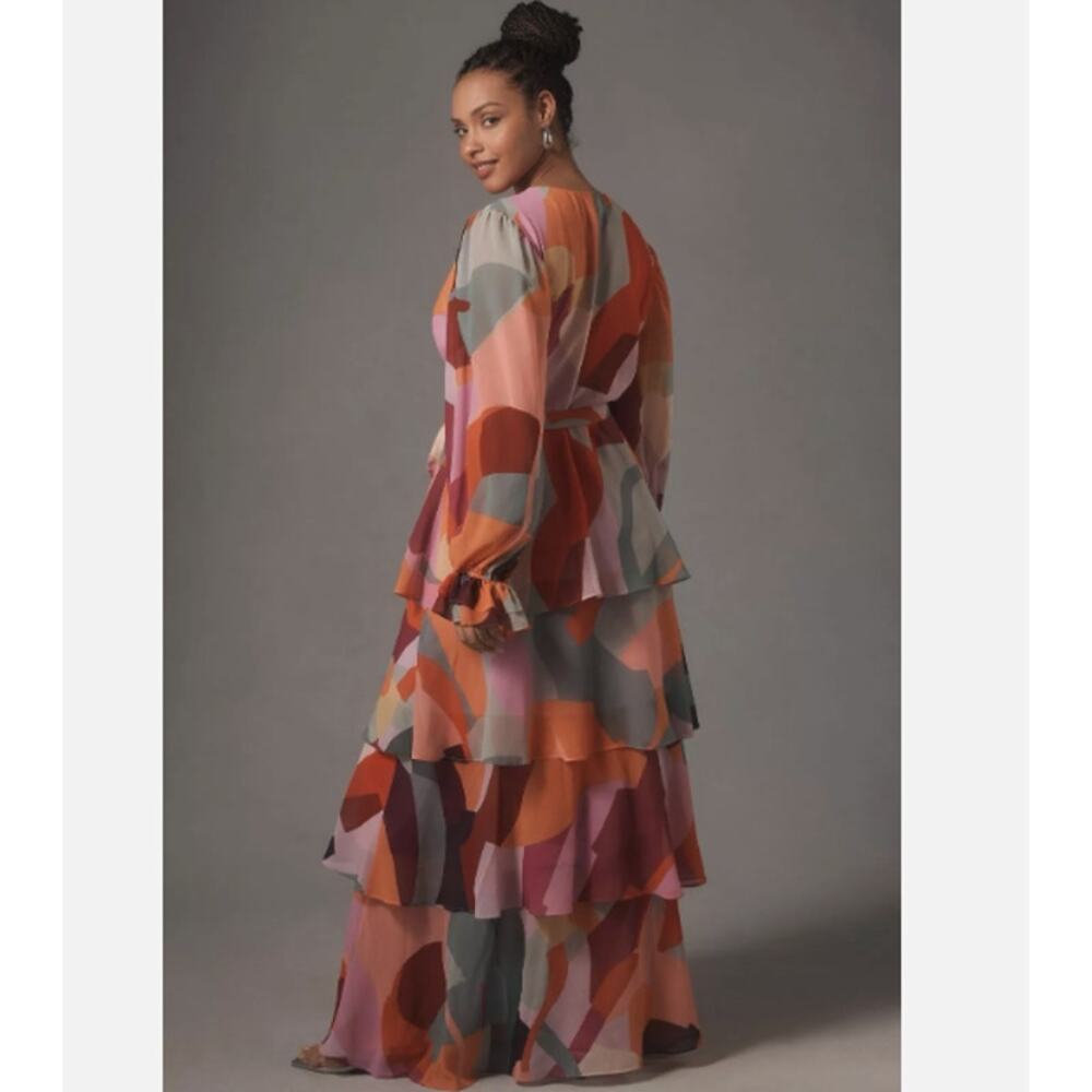Anthropologie Hutch Long Sleeve V-Neck Wrap Maxi Dress Multicolor Size 1X - Picture 4 of 10